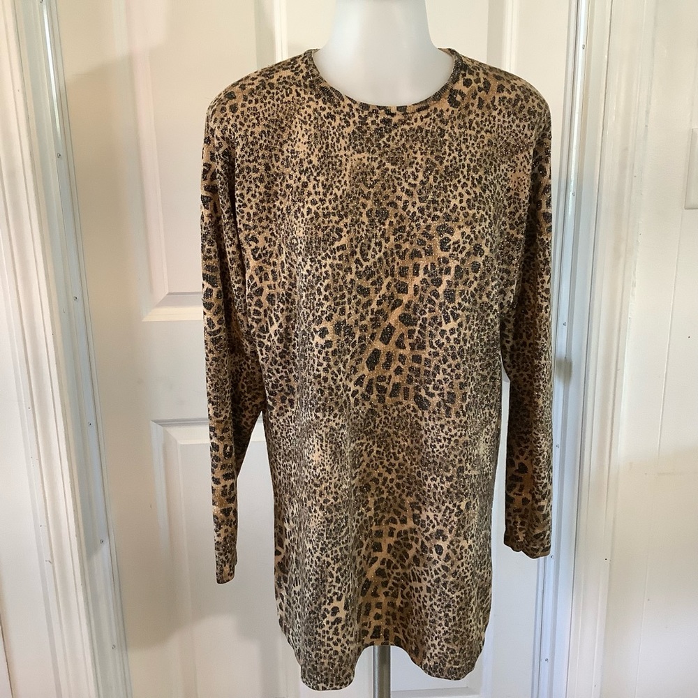 IN KNIT leopard print sweater size Large - Picture 4 of 8